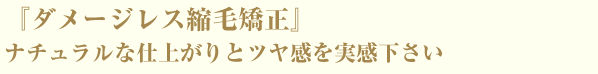 『ダメージレス縮毛矯正』ナチュラルな仕上がりとツヤ感を実感下さい